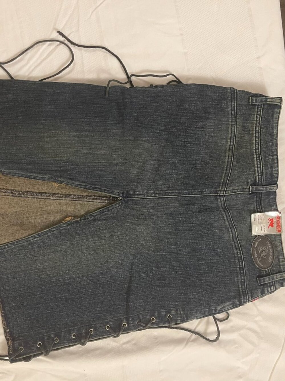 Parasuco NWT Denim Mini Skirt Corset Lace-Up Sides Sz 8 - Picture 2 of 14